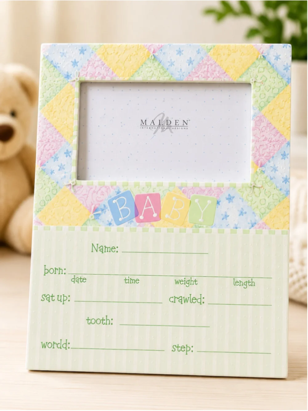 Malden International Designs Baby’s First Photo Frame – Gender Neutral – 10” x 8